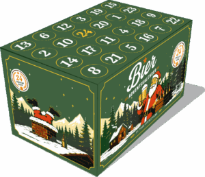 Bier-Adventskalender Karton in grün.